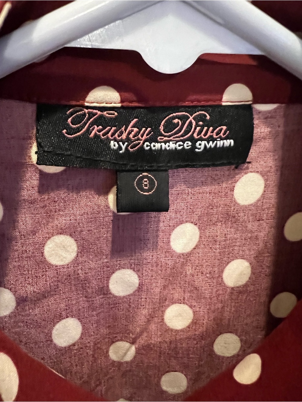 Trashy Diva Burgundy with Cream Polka Dot Dress